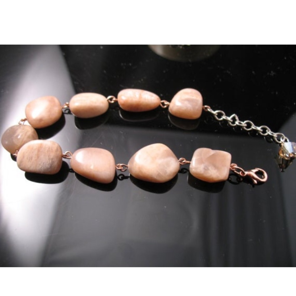 🩷🌜🌙pink moonstone bracelet with rosegold and silver